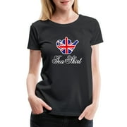 British Tea Uk Teapot Union Jack Flag Tea Pun Women's Premium T-Shirt