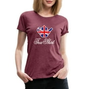 British Tea Uk Teapot Union Jack Flag Tea Pun Women's Premium T-Shirt