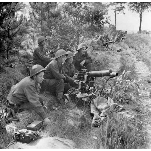 British Troops At Action Stations Ready To Provide Covering Fire For The Infantry Crossing A Canal. Sept. 17-25. Operation Market-Garden Planned To Capture Several Bridges In Netherlands History (24 x