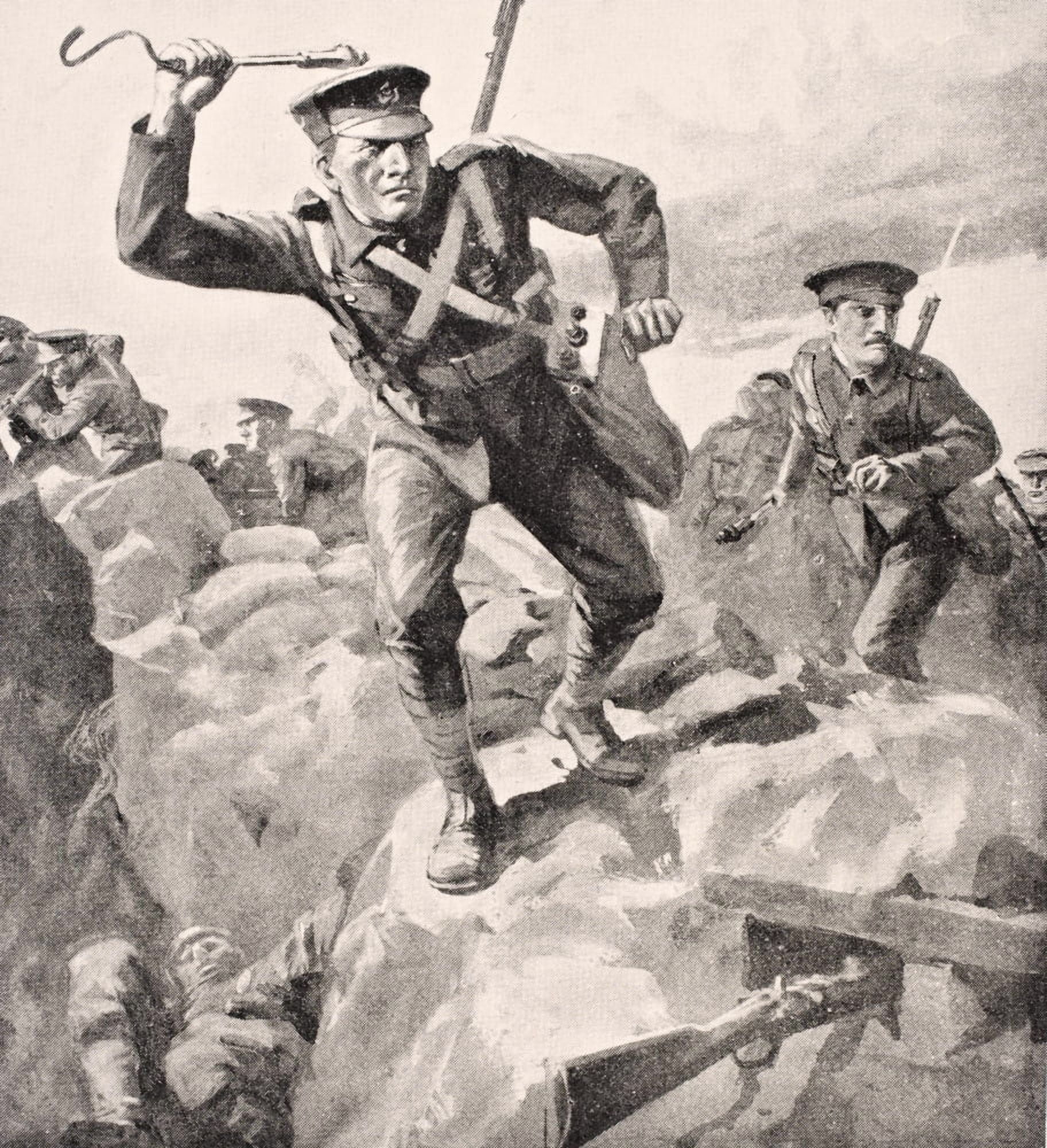 British Troops Attack German Trenches With Hand Grenades From The War Illustrated Album Deluxe Published London 1916 Canvas Art - Ken Welsh Design Pics (14 x 15)