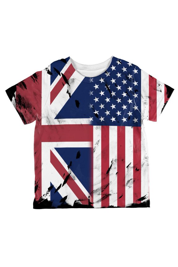 British UK American Flag All Over Toddler T Shirt Multi 2T
