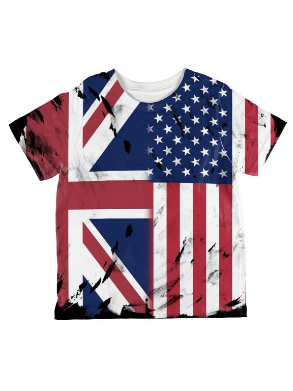 British UK American Flag All Over Toddler T Shirt Multi 2T