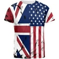 thumbnail image 1 of British UK American USA Flag All Over Mens T Shirt Multi MD, 1 of 1