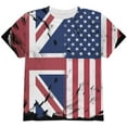 thumbnail image 1 of British UK American USA Flag All Over Youth T Shirt Multi YLG, 1 of 1