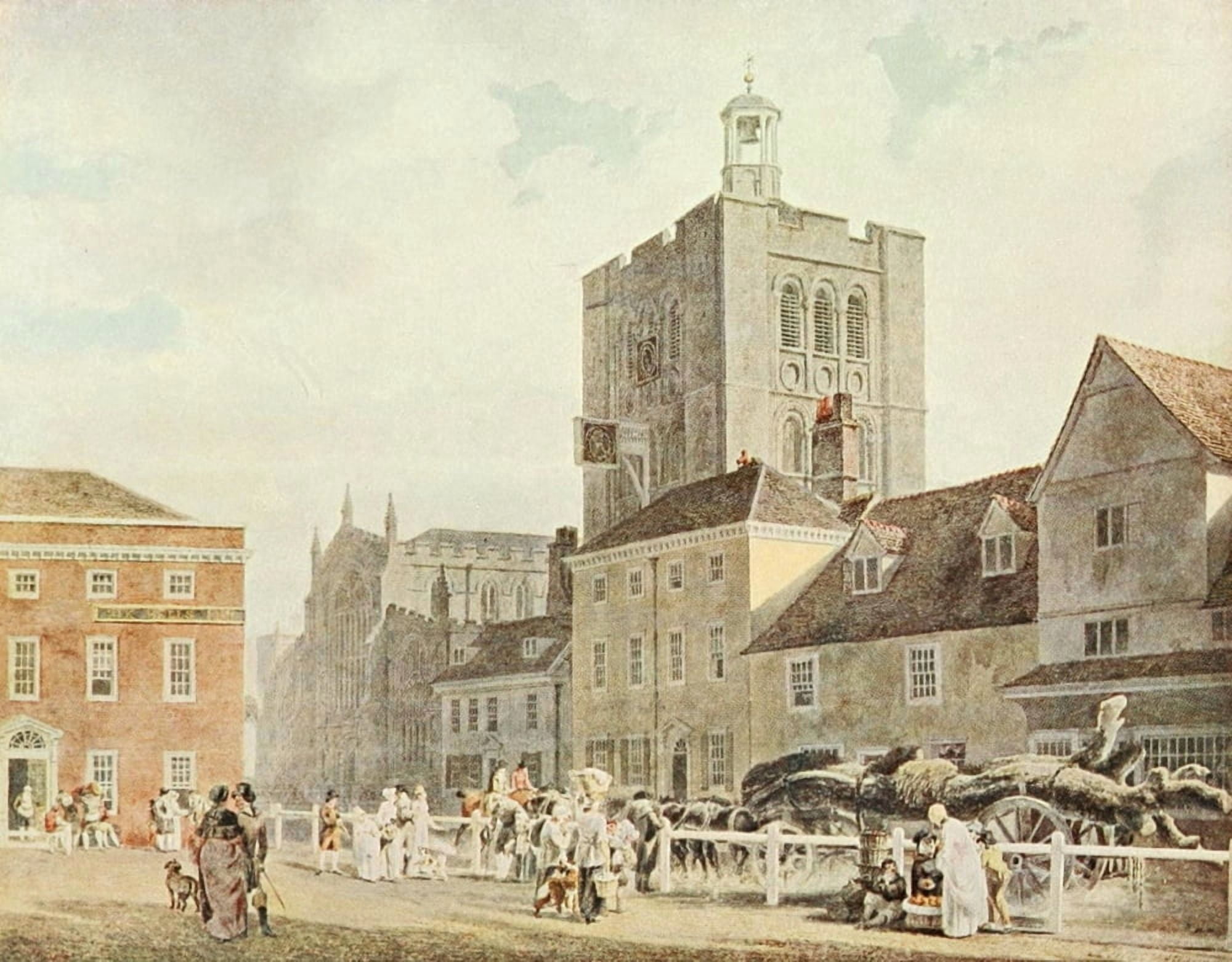 British Water Colour Painting 1908 Bury St Edmunds Canvas Art - Michael A Rooker (18 x 24)