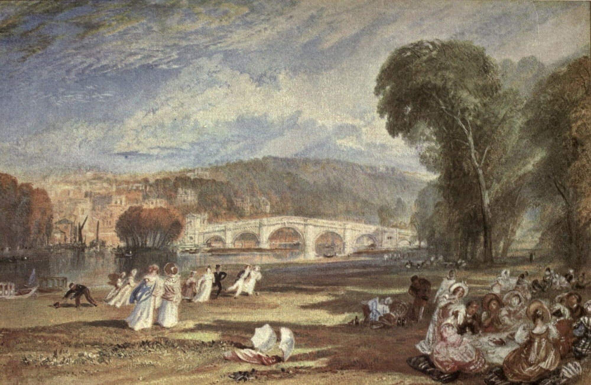 British Water Colour Painting 1908 Richmond bridge Canvas Art - JMW Turner (18 x 24)