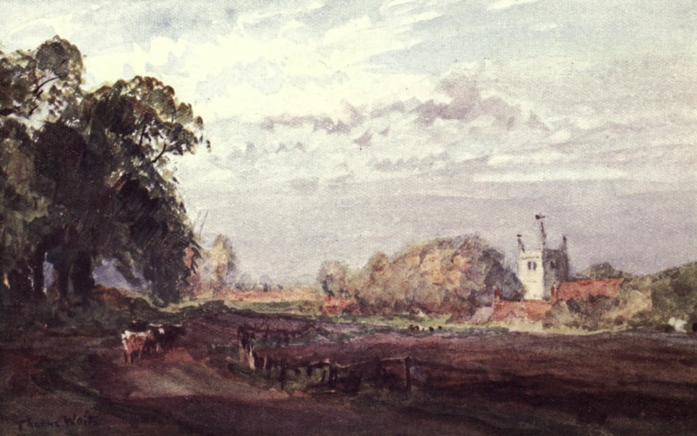 British Water-colour Art 1904 Berkshire Village Canvas Art - Robert Thorne Waite (18 x 24)
