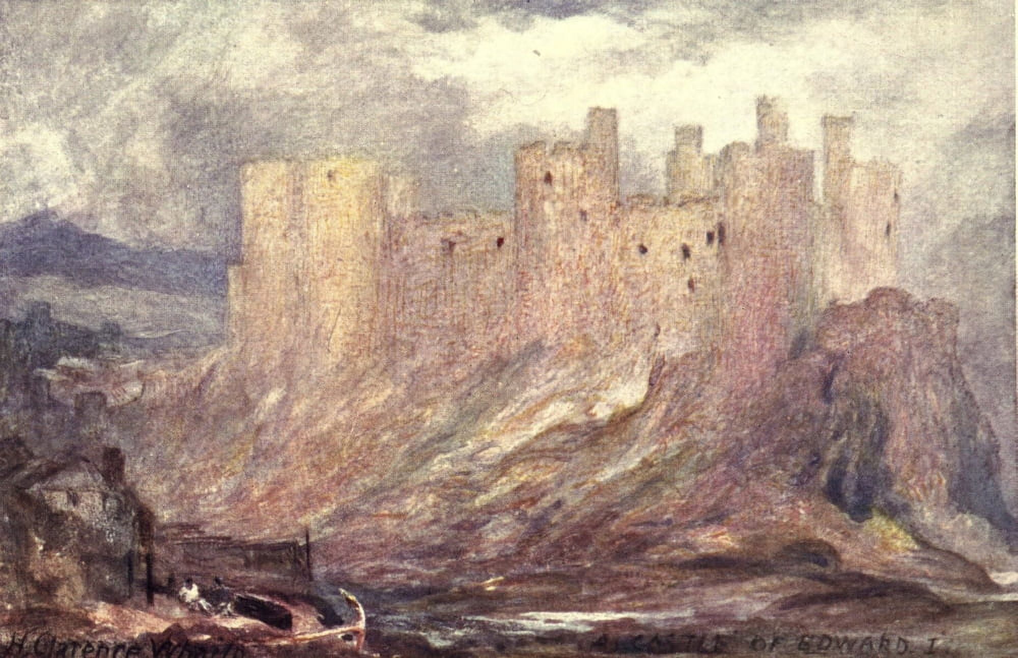 British Water-colour Art 1904 Castle of Edward I Canvas Art - Henry Clarence Whaite (24 x 36)