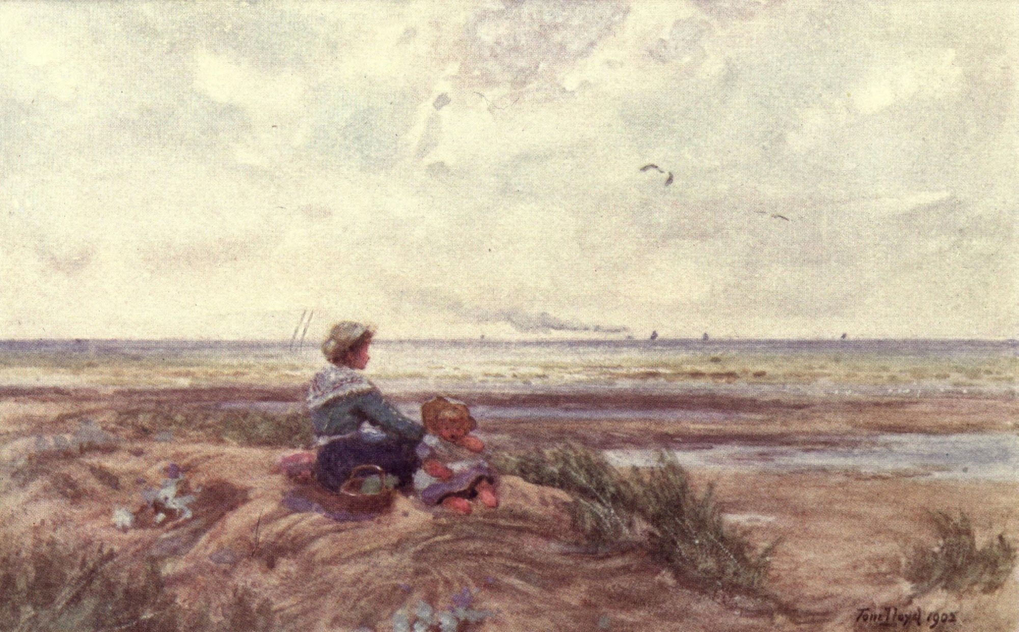 British Water-colour Art 1904 On the Sand-hills Camber Canvas Art - Tom Lloyd (24 x 36)