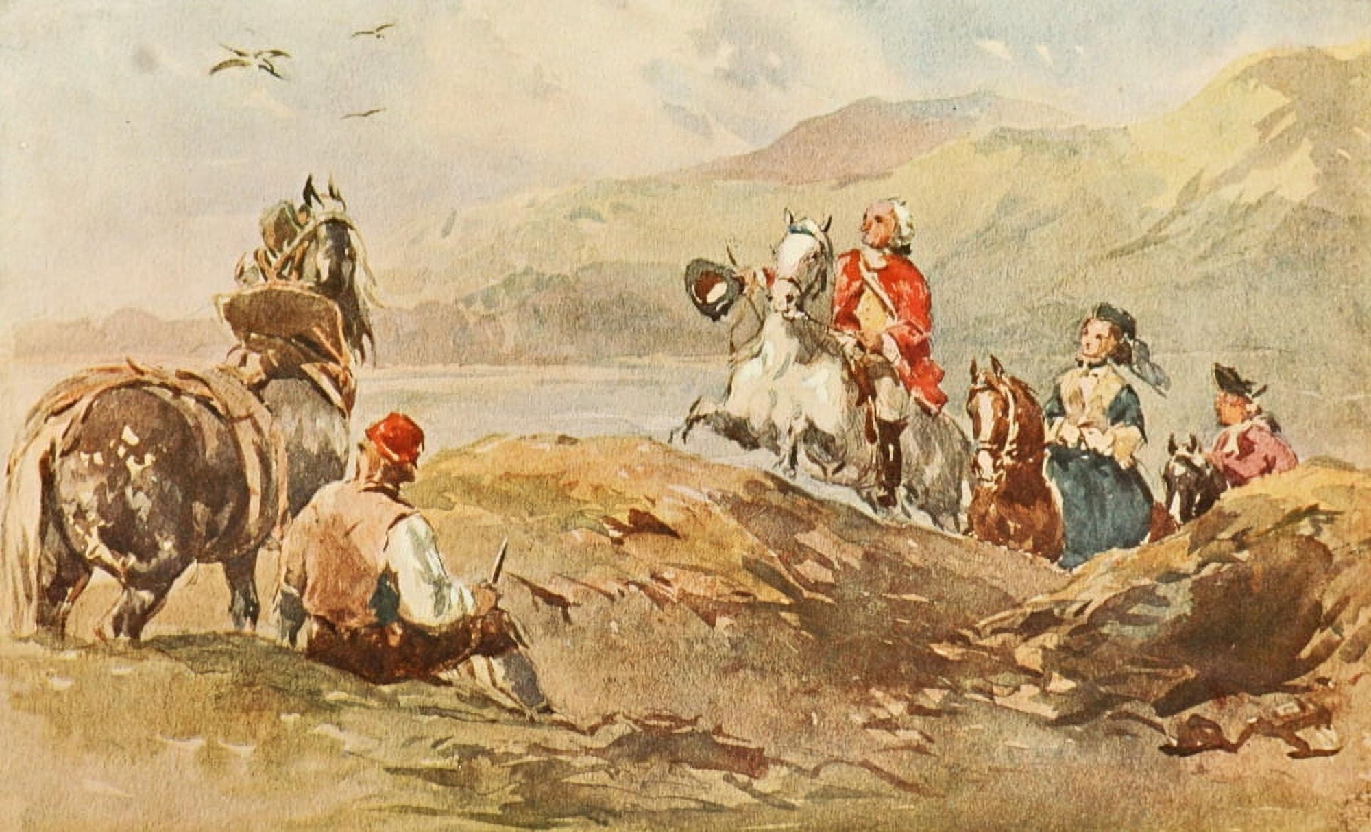 British Watercolour Painting 1908 Hawking Canvas Art - Frederick Tayler (24 x 36)