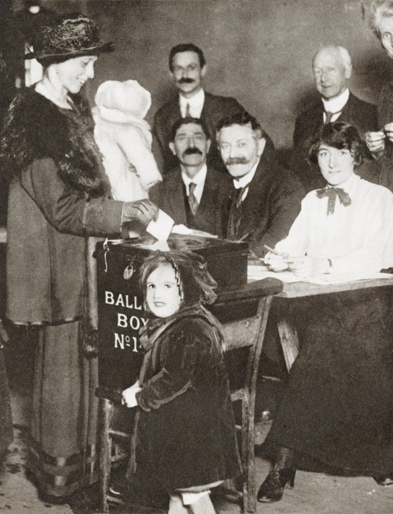 A British Woman Voting For The First Time In The General Election Of 1918 From The Story Of 25 Eventful Years In Pictures Published 1935 Canvas Art - Ken Welsh Design Pics (13 x 17)