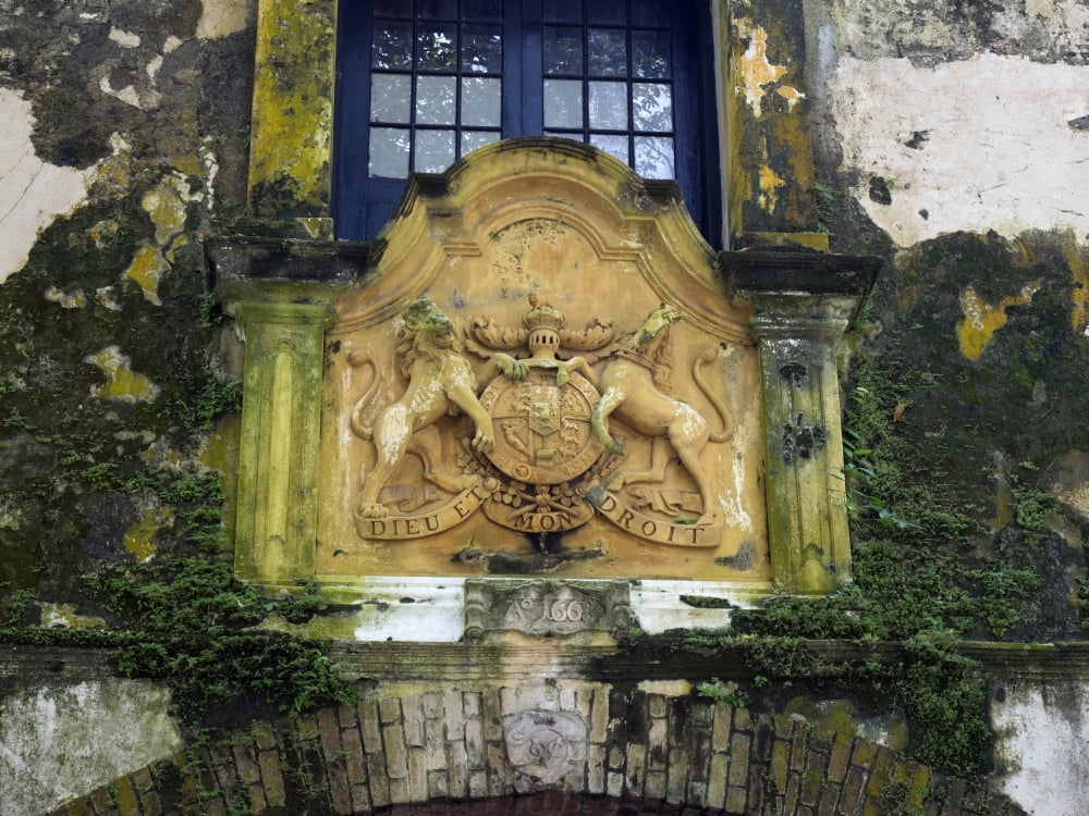 British coat-of-arms on warehouse originally built by the Dutch in the walled fort city of Galle Southern Province Sri Lanka Canvas Art - Panoramic Images (12 x 16)