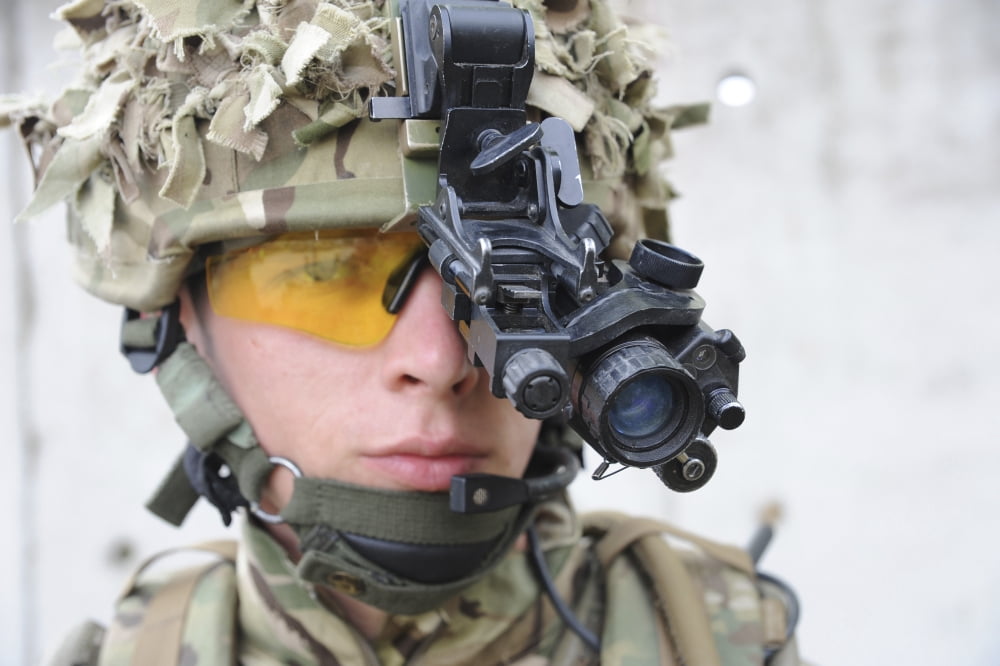 British soldier equipped with night vision Canvas Art - Andrew ChittockStocktrek Images (34 x 23)