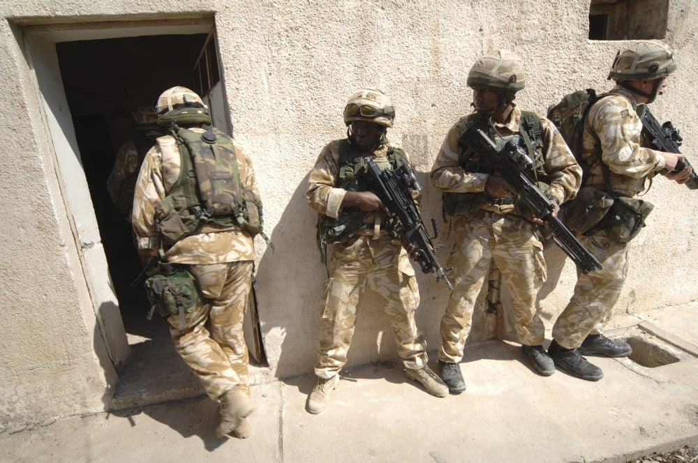 British troops training in Iraq before an operation Canvas Art - Andrew ChittockStocktrek Images (34 x 23)