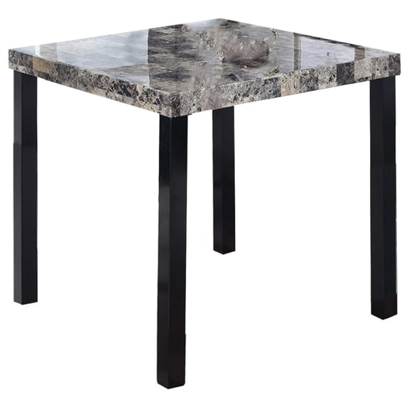 Britney 36" x 36" Transitional Square Faux Marble Counter Height Table Top with Dark Espresso Finish Legs, Indoor Dining Table for 2-4 People, Modern Dining Table for Small Spaces, Espresso Finish