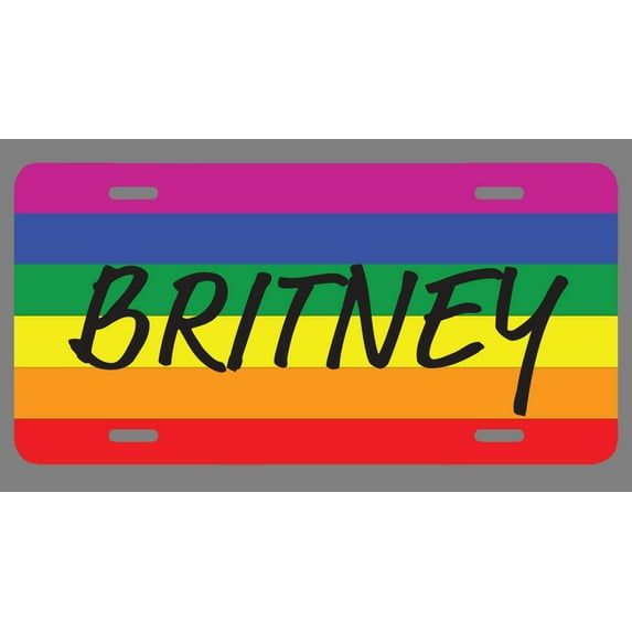 Britney Name Pride Flag Style License Plate Tag Vanity Novelty Metal | UV Printed Metal | 6-Inches By 12-Inches | Car Truck RV Trailer Wall Shop Man Cave | NP1932