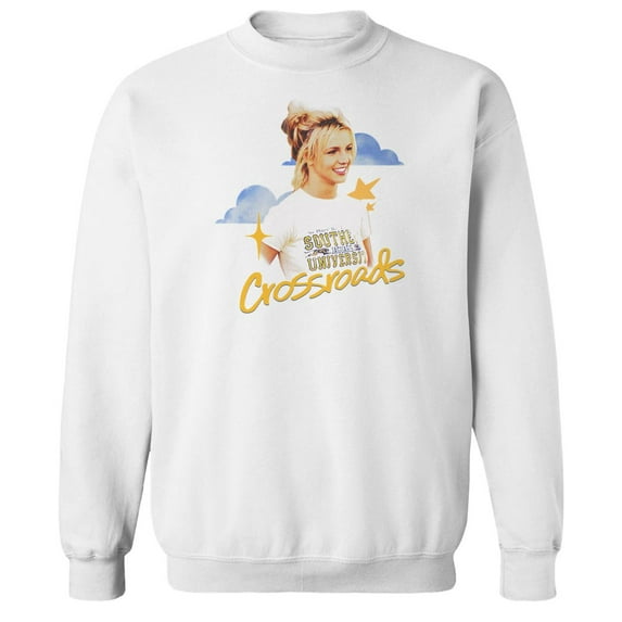 Britney Spears Crossroads Clouds Graphic White Men's Cotton Pullover Sweatshirt