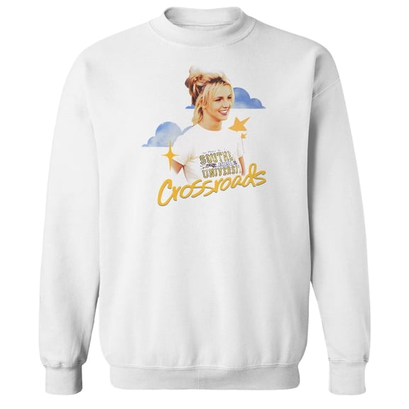 Britney Spears Crossroads Clouds Graphic White Men's Cotton Pullover Sweatshirt