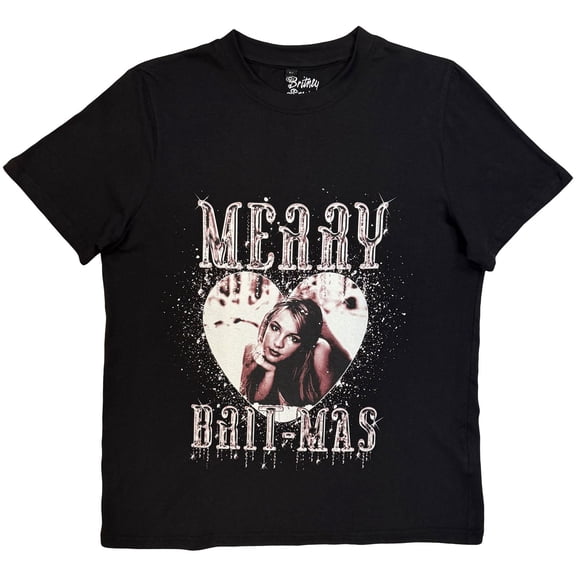 Britney Spears Ladies T-Shirt: Merry Britmas (Black)