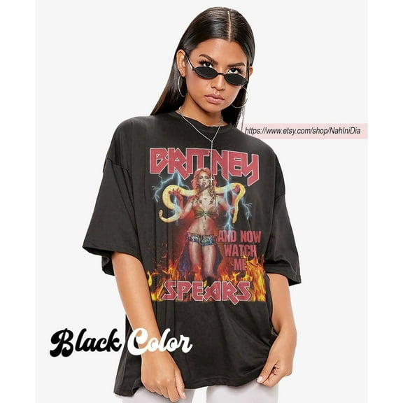 Britney Spears Snake Vintage T-Shirt, Britney Spears 90s Retro Design Shirt,Black color,size XL