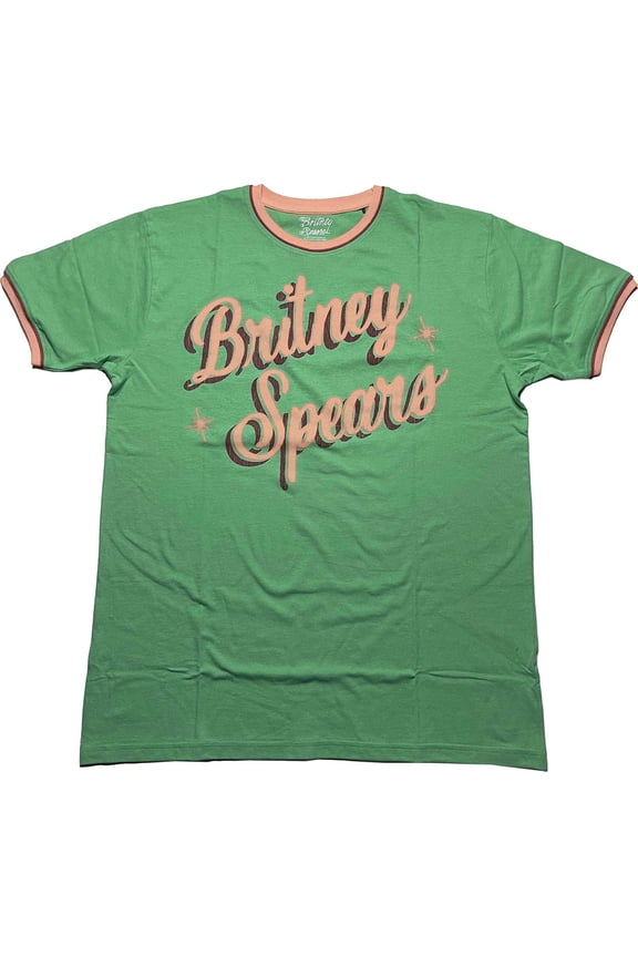 Britney Spears Unisex Ringer T-Shirt Retro Text (X-Large)