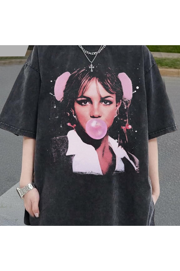 Britney Spears Vintage Style T-Shirt - Comfort Colors Distressed Tee with Bubblegum Graphic