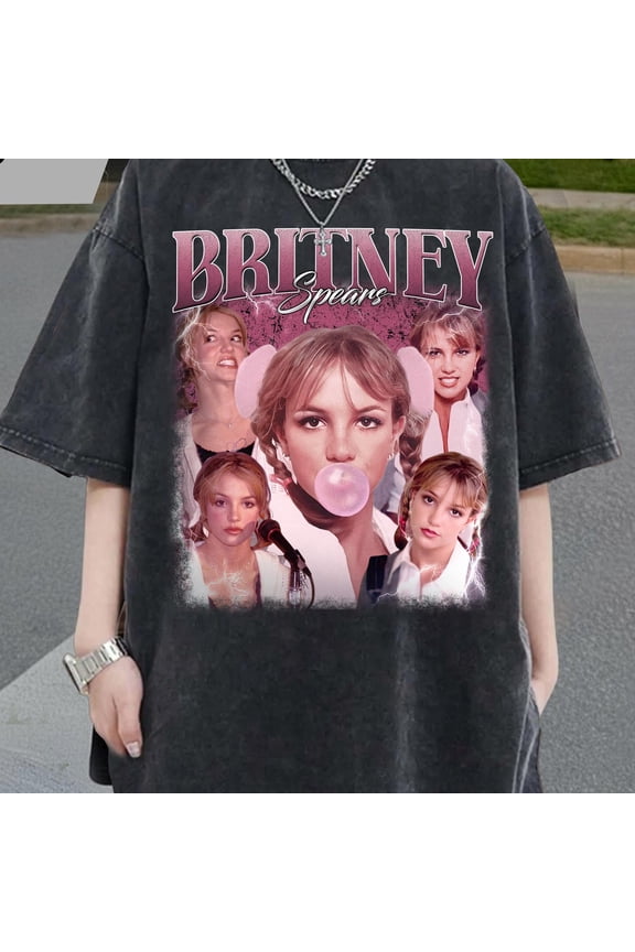 Britney Spears Vintage T-Shirt - 90s Retro Music Fan Merch in Comfort Colors with Bubblegum Collage Design