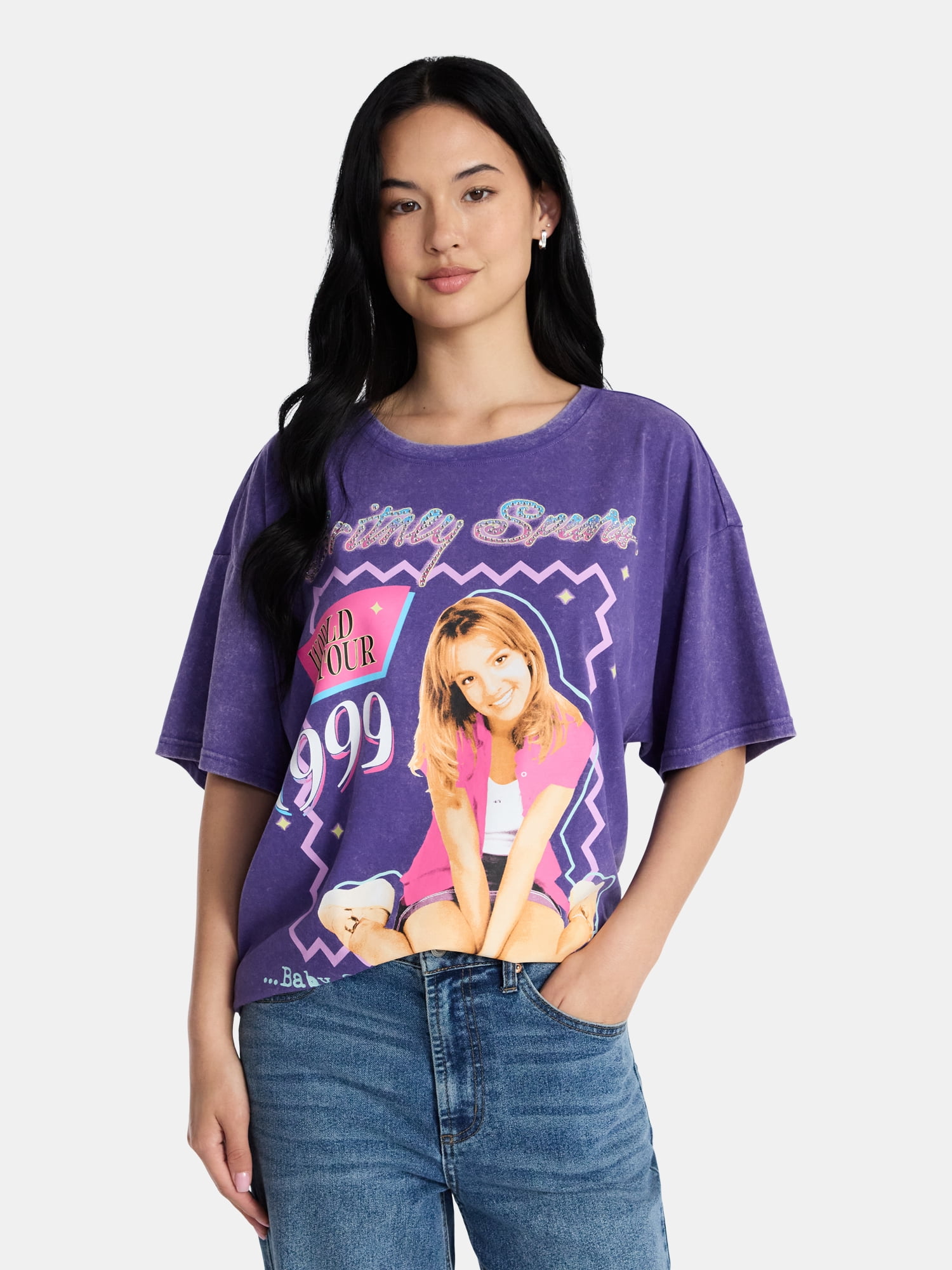 Britney Spears Women's Oversized Graphic Tee with Short Sleeves, Sizes XXS-4X