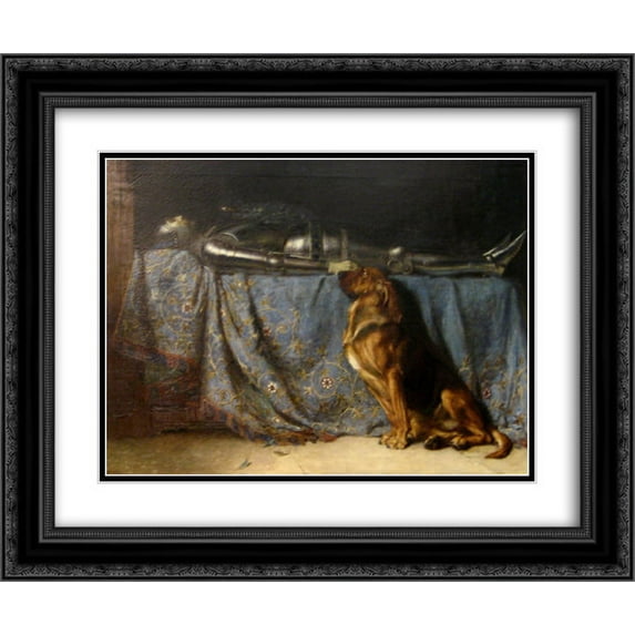 Briton Riviere 2x Matted 24x20 Black Ornate Framed Art Print 'Requiescat'