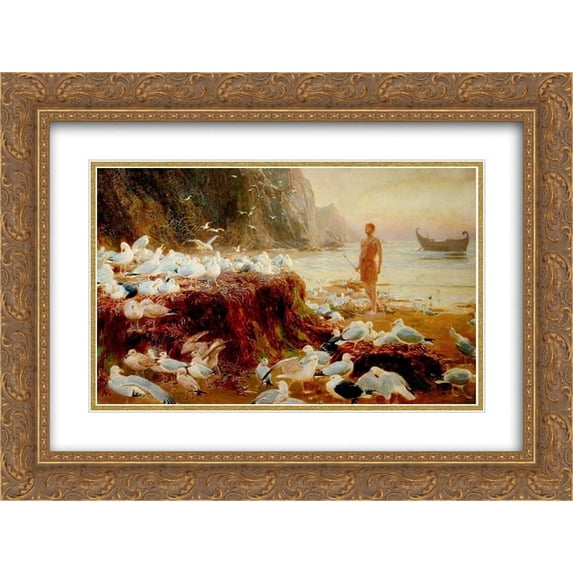 Briton Riviere 2x Matted 24x20 Gold Ornate Framed Art Print 'An Old World Wanderer'