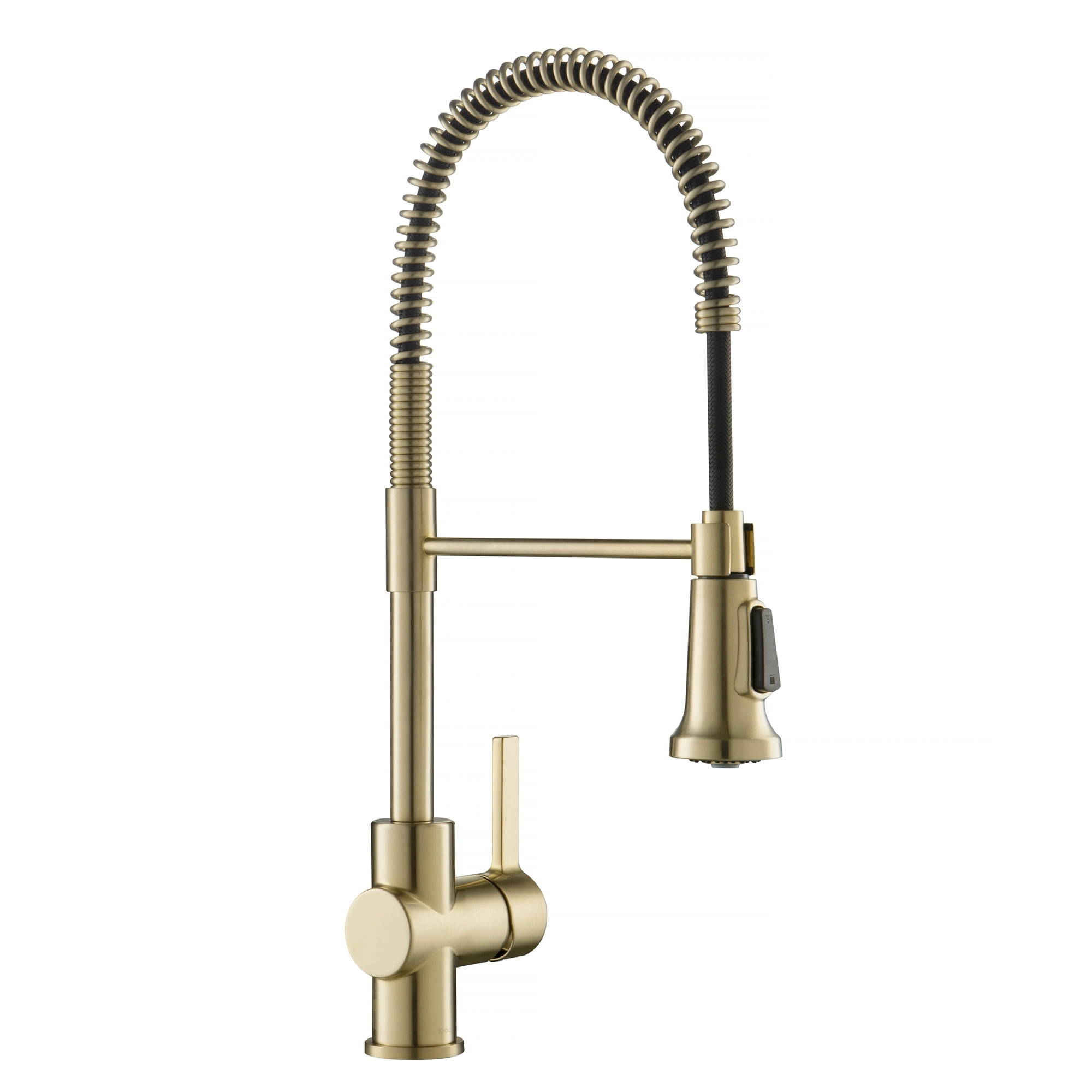 Brushed Gold Stainless Steel Commercial Kitchen Faucet with Pull-out Spray