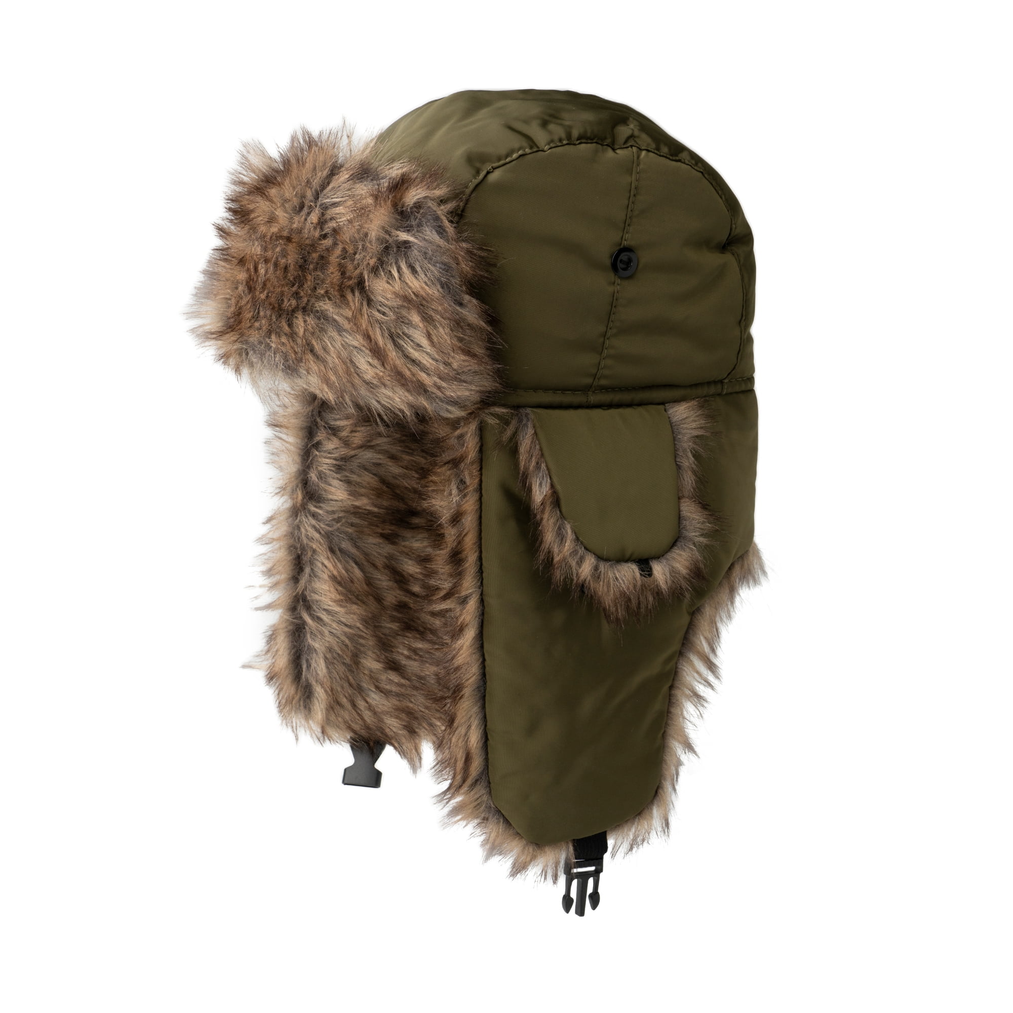 Britt’s Knits Aviator Hat Faux Fur Winter Trapper Hat with Ear Flaps - Green (Men's)
