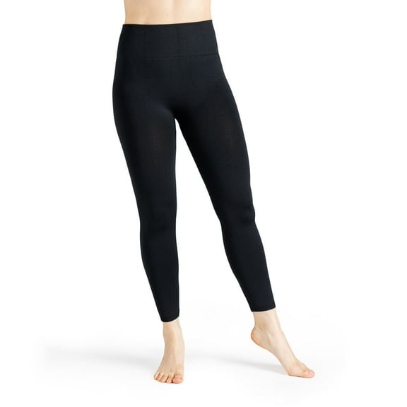 Britt's Knits Basics Fleece-Lined Leggings Mid Rise Fit Full Length Cut Leggings - Black, S-M (Women's)