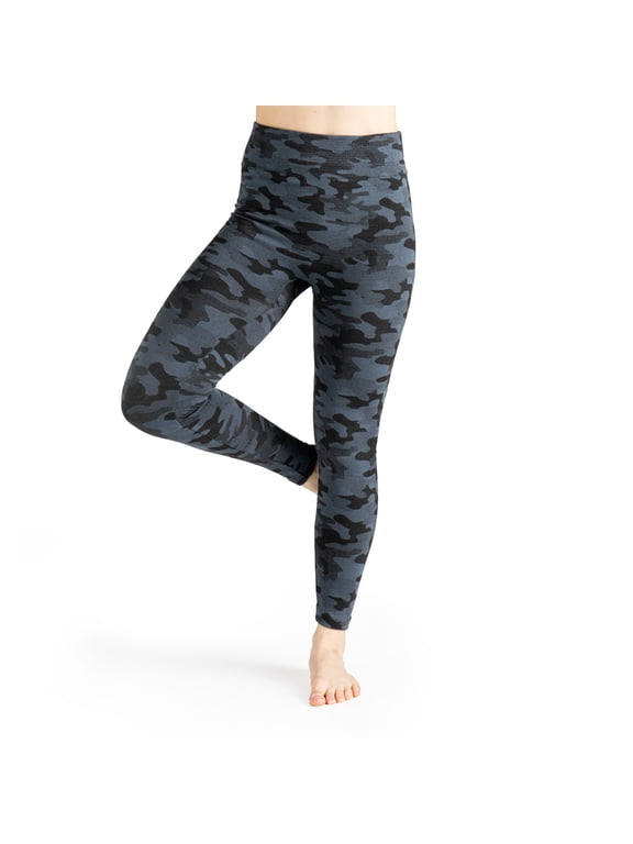 Basics Patterned Fleece Lined Leggings Mid Rise Full Length Cut Leggings - Camo, L-XL (Women's)