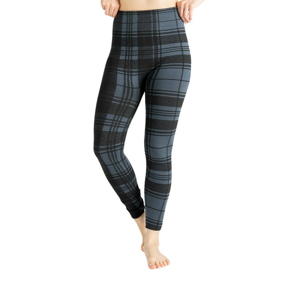 Britt's Knits Basics Patterned Fleece Lined Leggings Mid Rise Full Length Cut Leggings - Plaid, L-XL (Women's)