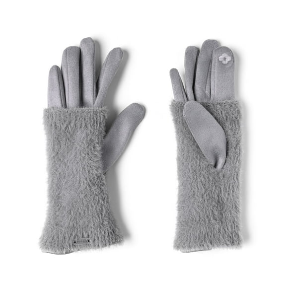 Britt's Knits Bristol 2-in-1 Faux Suede Fingerless Gloves, Gray (Women's)