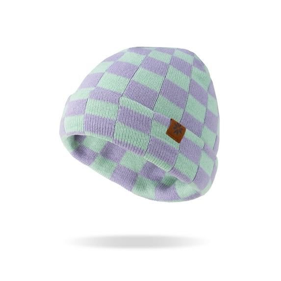 Britt's Knits Check Mate Stretchy Knit Beanie - Purple (Kid's)
