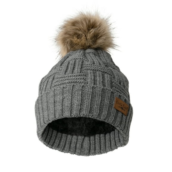 Britt's Knits Classics Faux Fur Pom Hat Winter Warm Knitted Beanie - Gray (Women's)