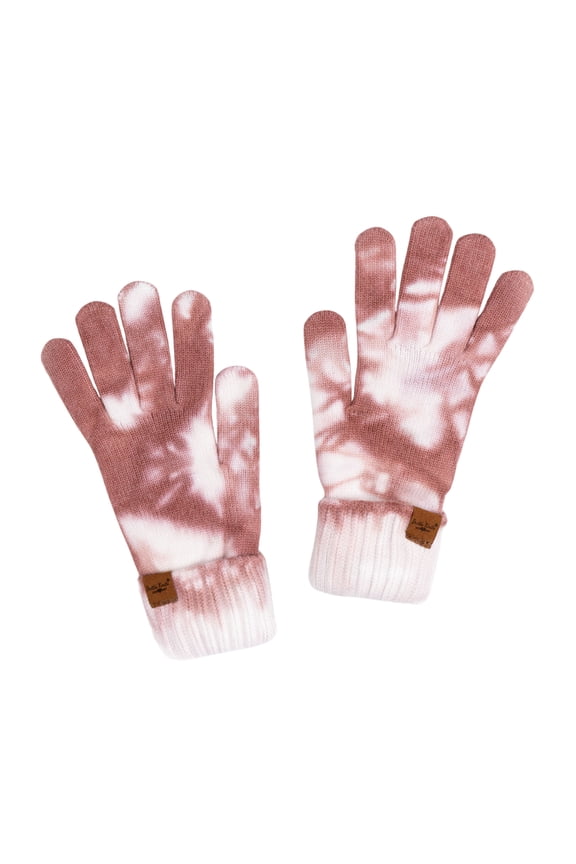 Mantra Soft Warm Double Ribbed Knitted Tie Dye Gloves - Blush (Women's)