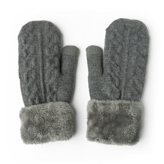 Britt’s Knits Originals Knitted Mittens Plush Lining & Texting Fingertip - Gray (Women's)