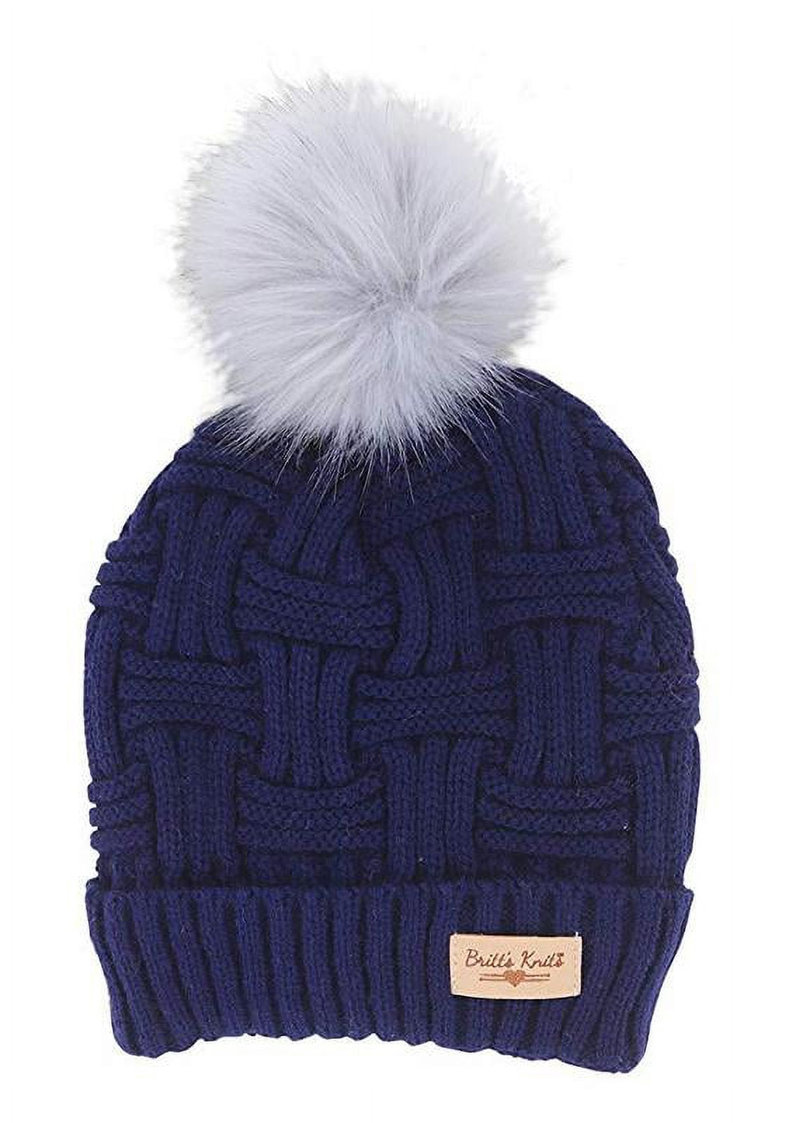 Britt's Knits Plush Lined Knit Hat with Pom 