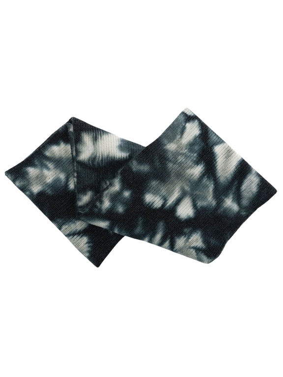 Soft Tie Dye Mantra Infinity Fall Winter Double Ribbed Knit Scarf - Black (Women's)