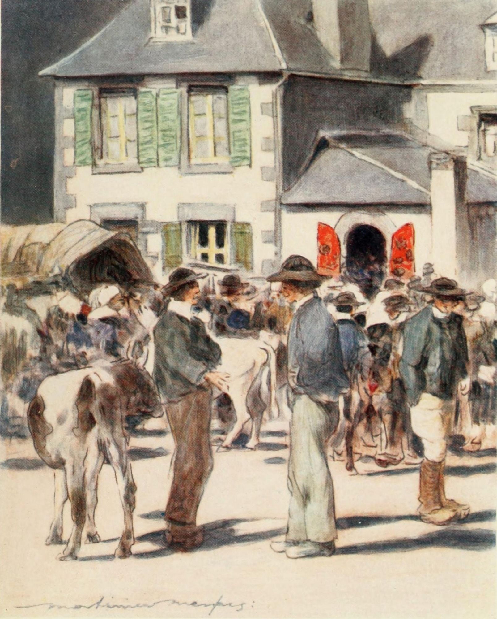 Brittany 1912 At the Foire Canvas Art - Mortimer Menpes (24 x 36)