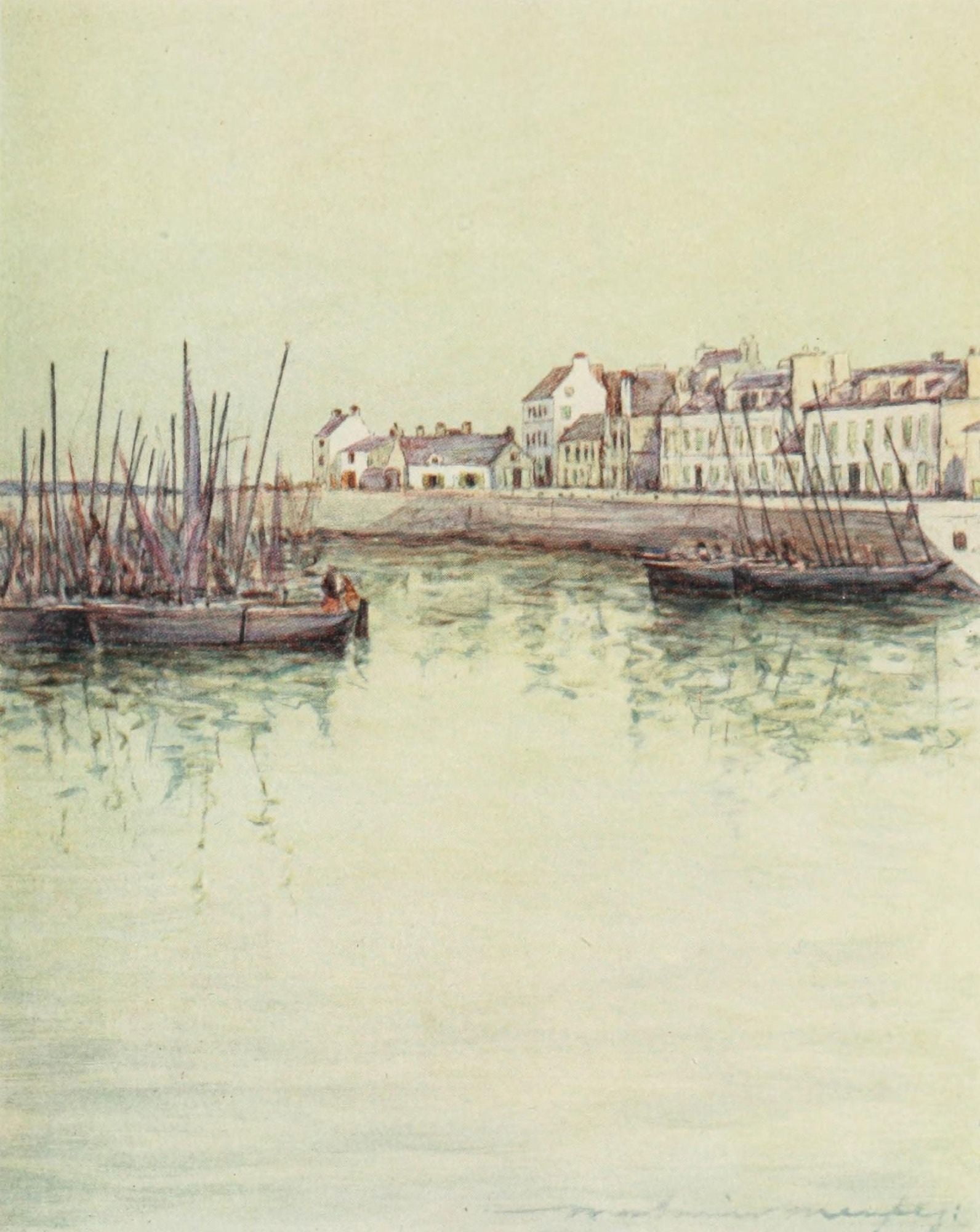 Brittany 1912 Concarneau Harbour Canvas Art - Mortimer Menpes (18 x 24)