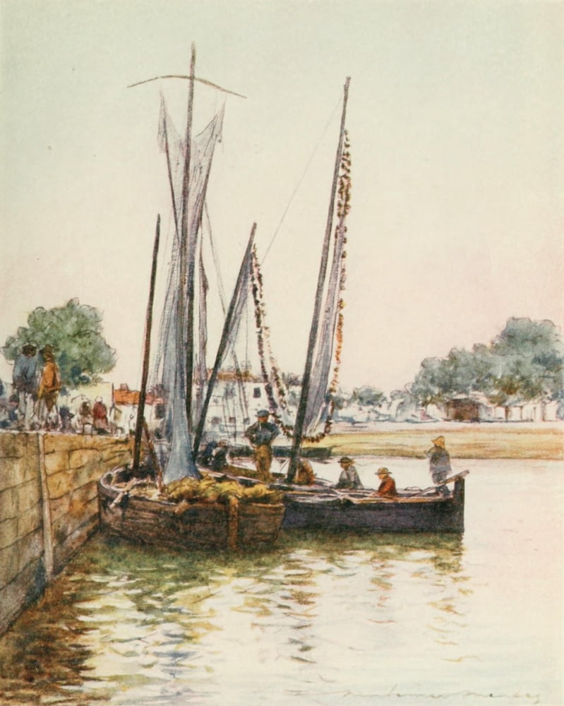 Brittany 1912 Concarneau fishing boats Canvas Art - Mortimer Menpes (18 x 24)