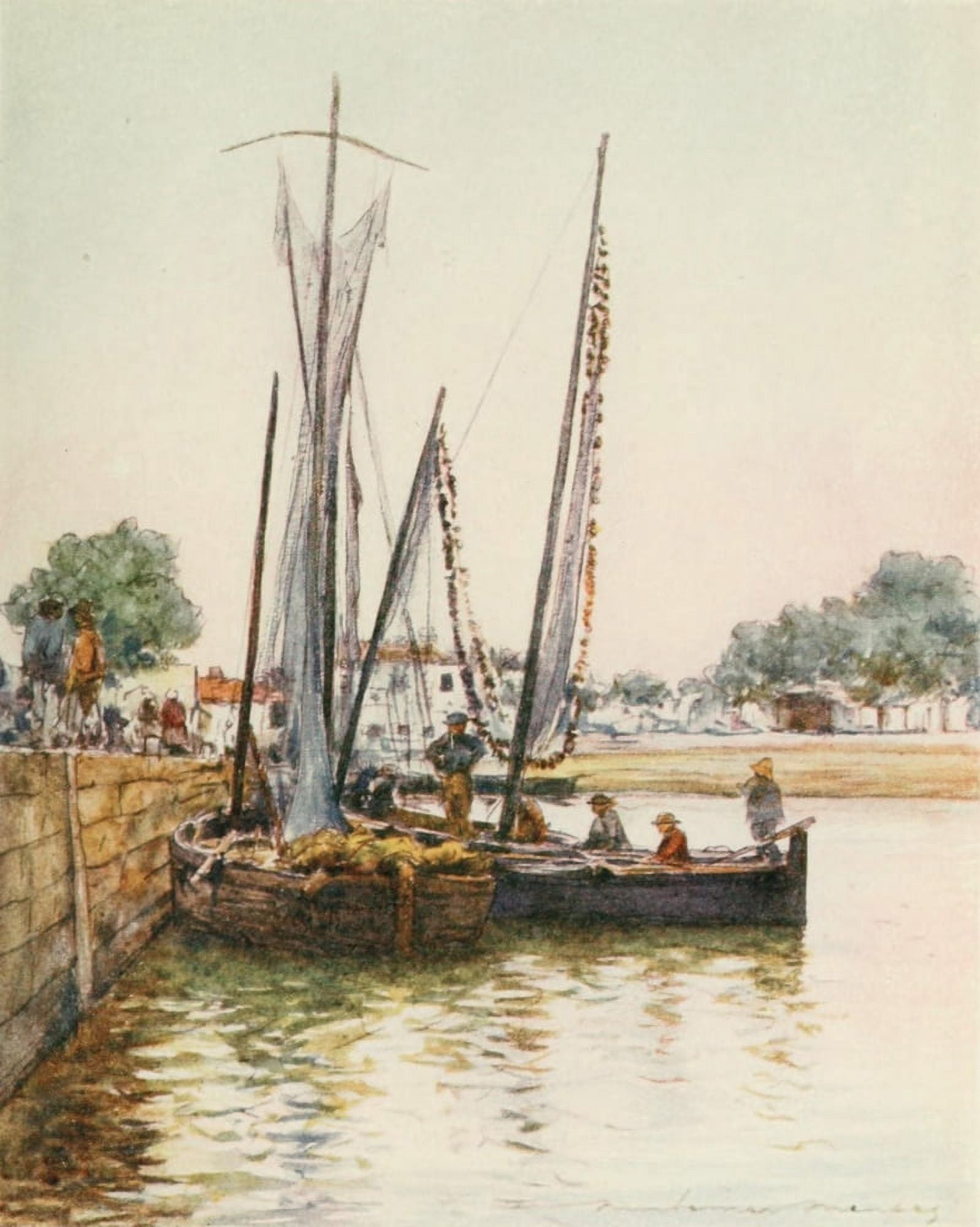 Brittany 1912 Concarneau fishing boats Canvas Art - Mortimer Menpes (24 x 36)