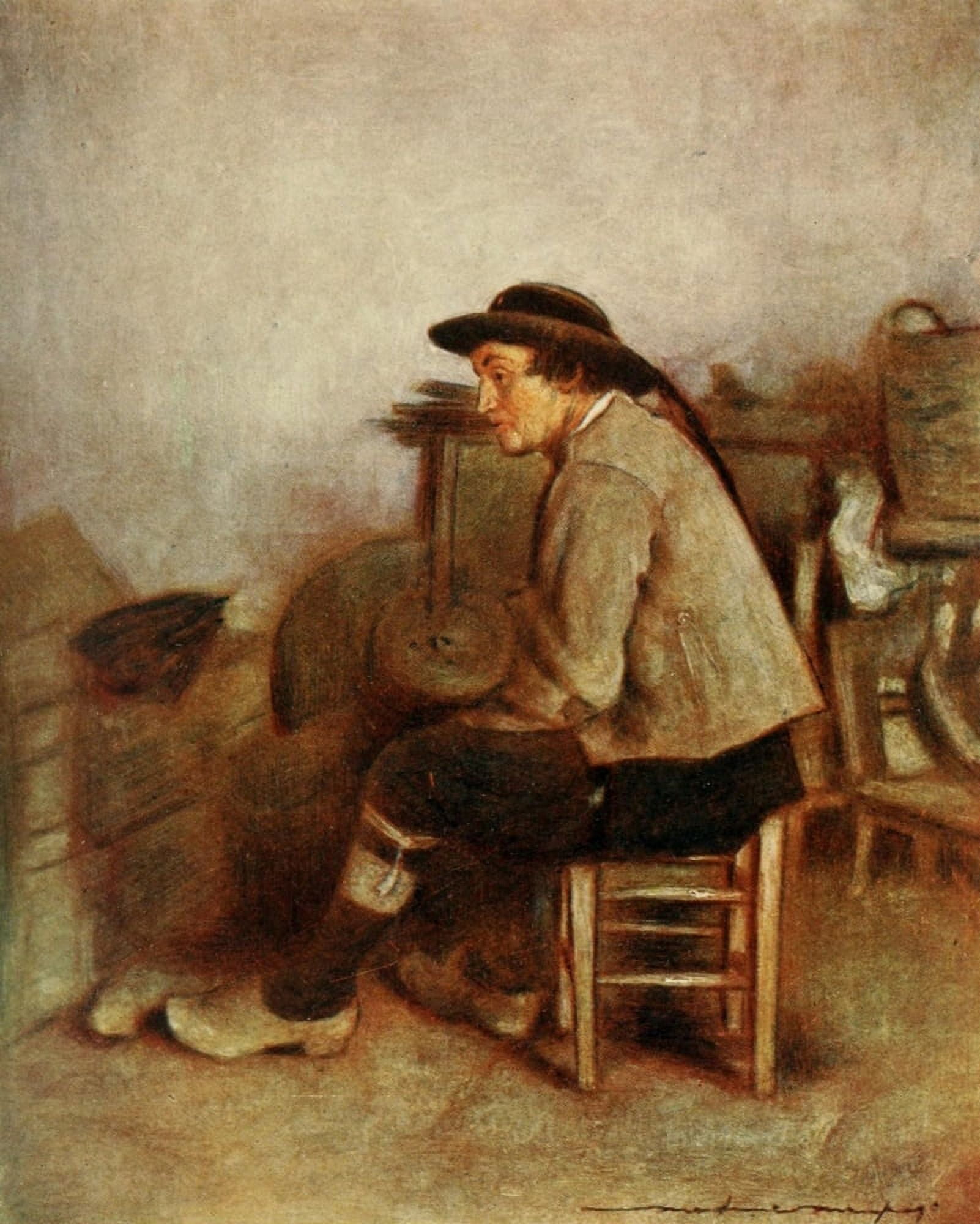 Brittany 1912 Farm labourer Canvas Art - Mortimer Menpes (18 x 24)