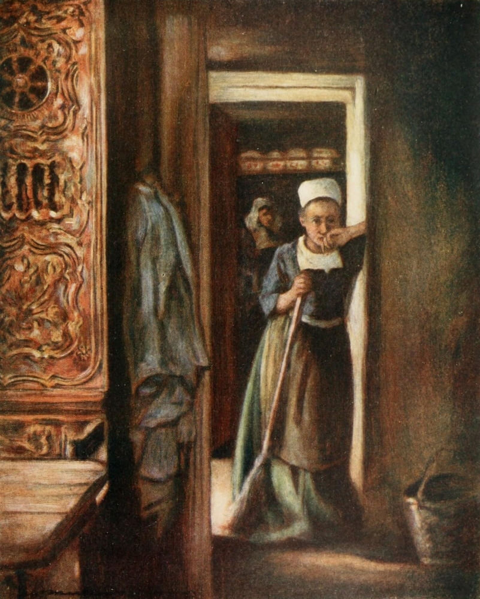 Brittany 1912 Household duties Canvas Art - Mortimer Menpes (18 x 24)
