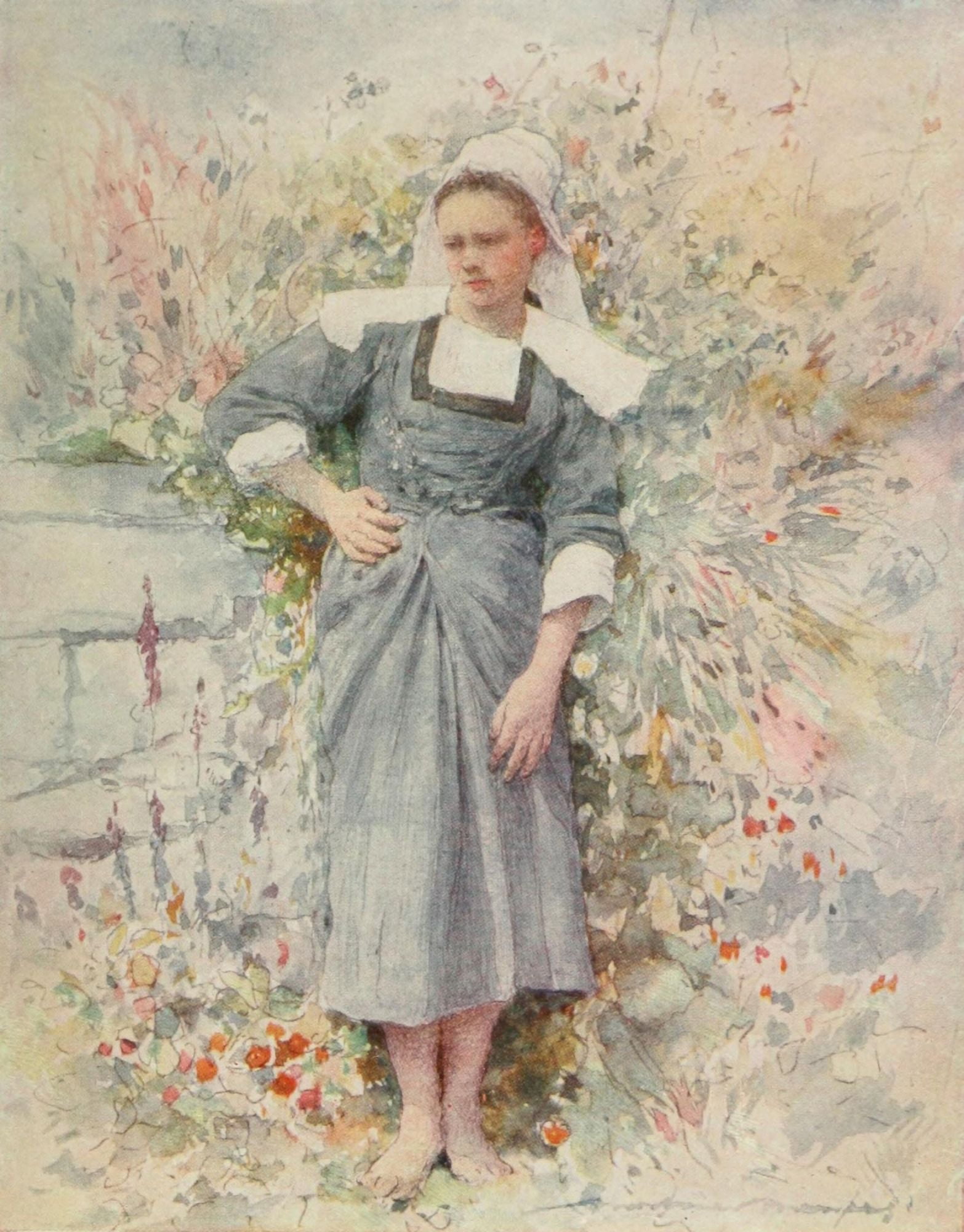 Brittany 1912 La Petite Marie Canvas Art - Mortimer Menpes (18 x 24)