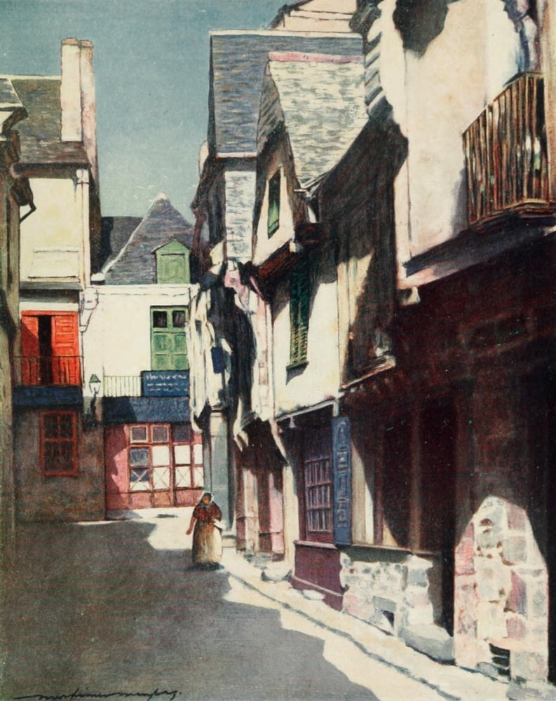 Brittany 1912 Medieval houses Vitr Canvas Art - Mortimer Menpes (18 x 24)